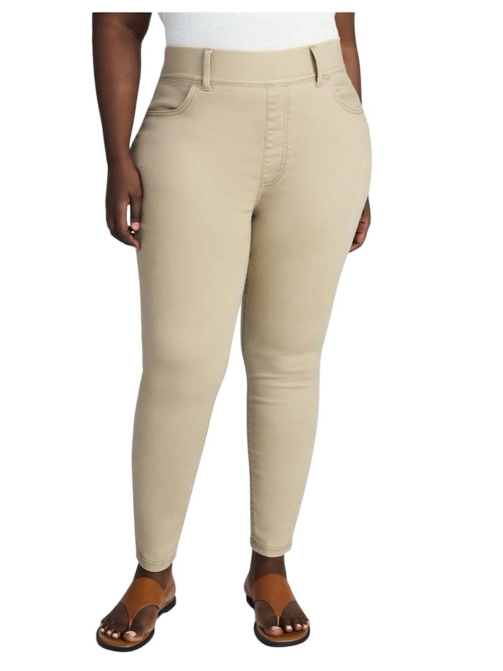 Terra & Sky Beige Skinny Jeans Size 2X (20w-22w) PullOn Elasticized waistband